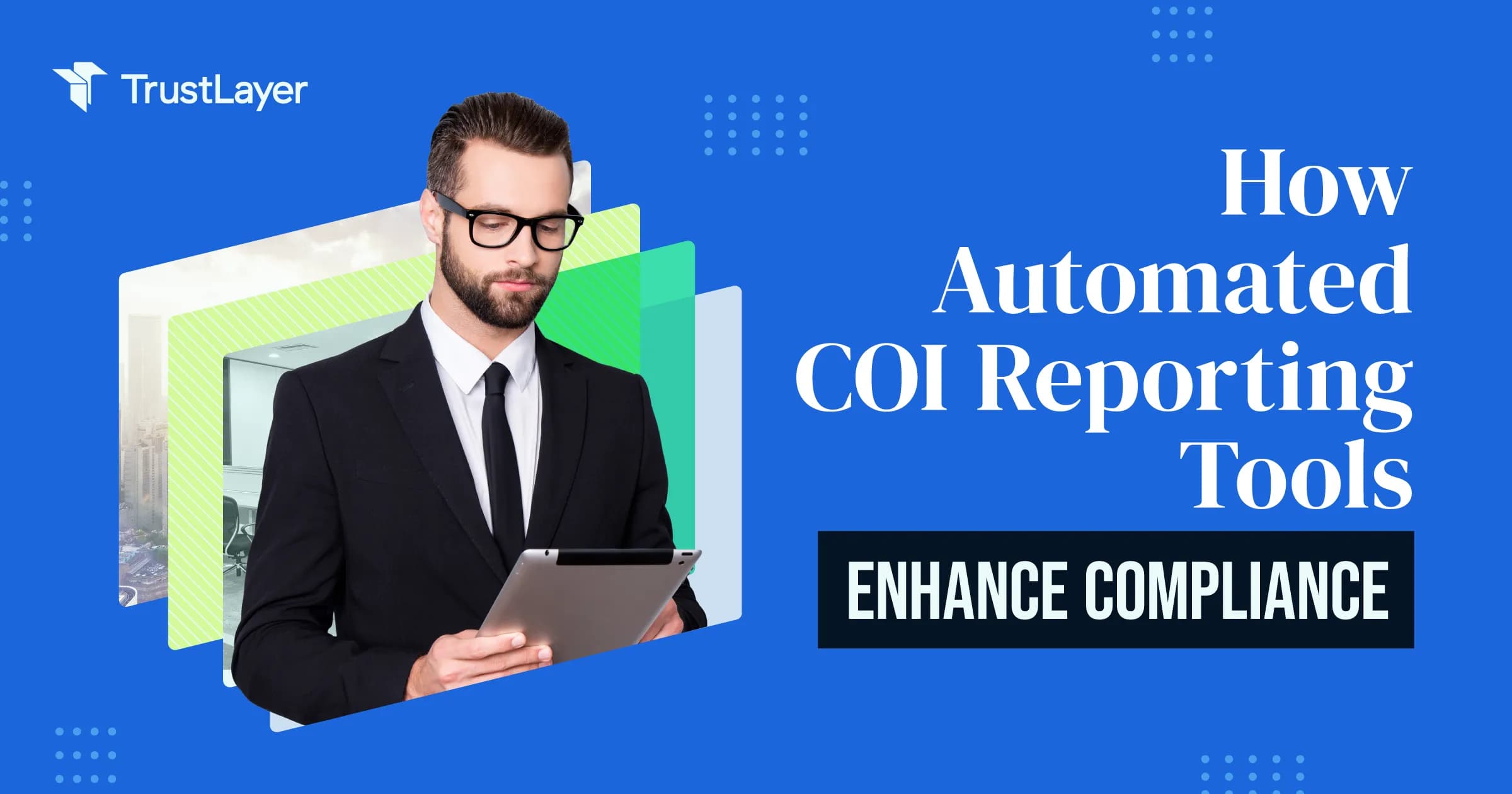 Streamlined compliance management with automated COI reporting tools featuring a dashboard interface.